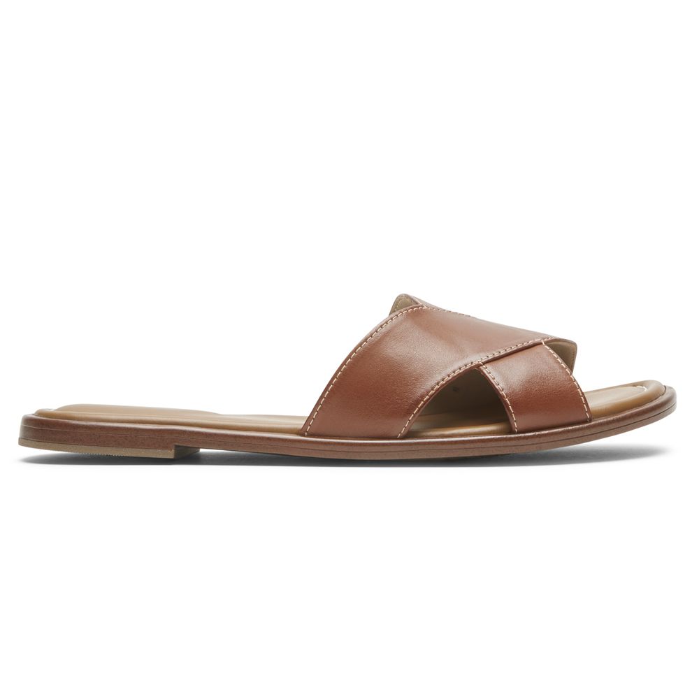 Rockport Women's Total Motion Zadie Slides - Brown - USA (8710QBVRO)